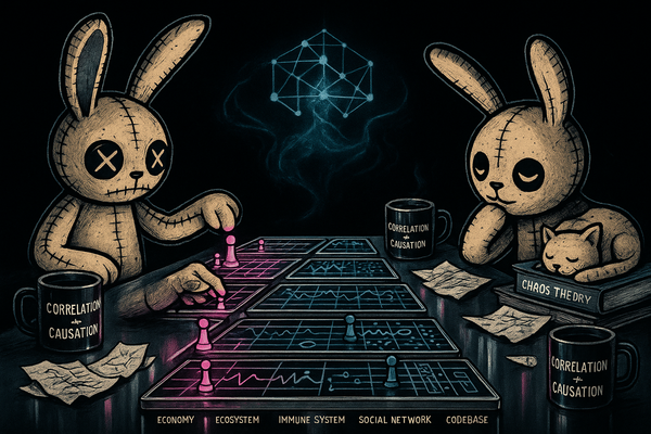 Two voodoo bunnies playing complex board game mapping systems thinking - correlation vs causation